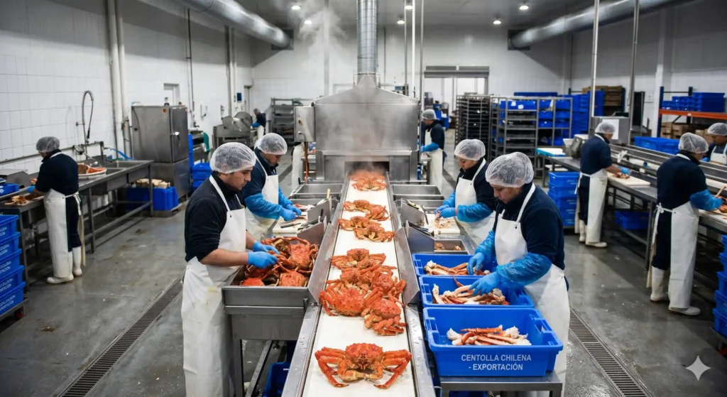 Proceso IQF de centolla patagónica — Mar Austral Origin, Región de Aysén